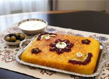 روش پخت  ته چین مرغ زعفرانی مجلسی