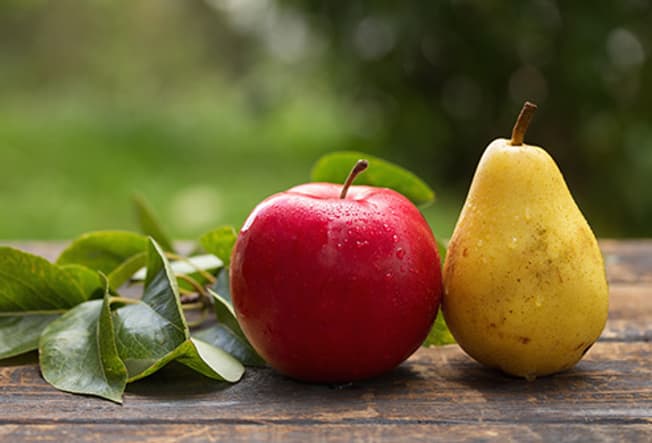 گلابی و سیب از مواد غذایی بدون چربی